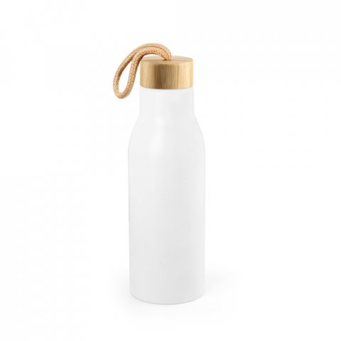 TOOMEY. Squeeze em a&ccedil;o inox 90% reciclado, de parede simples com acabamento em mate (570 mL) - Branco