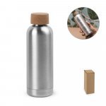 DALEY. Squeeze em a&ccedil;o inox de parede simples com tampa em corti&ccedil;a (760 mL)