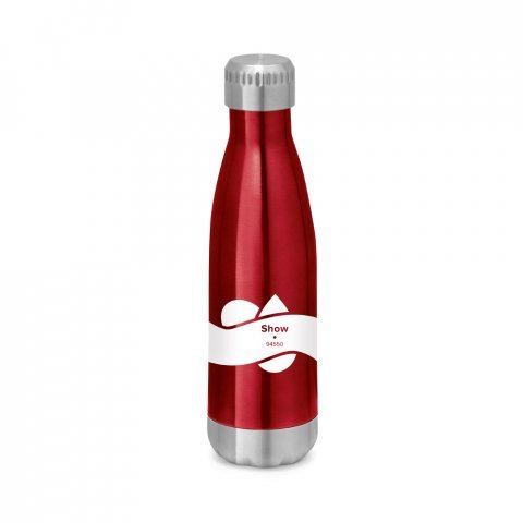 SHOW. Garrafa em a&ccedil;o inox de parede dupla t&eacute;rmica, isolada a v&aacute;cuo (510 mL) - Vermelho