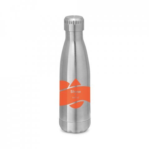 SHOW. Garrafa em a&ccedil;o inox de parede dupla t&eacute;rmica, isolada a v&aacute;cuo (510 mL) - Cromado satinado