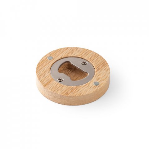 AMCHUR. Porta copos em bambu com abridor e im&atilde; - Natural