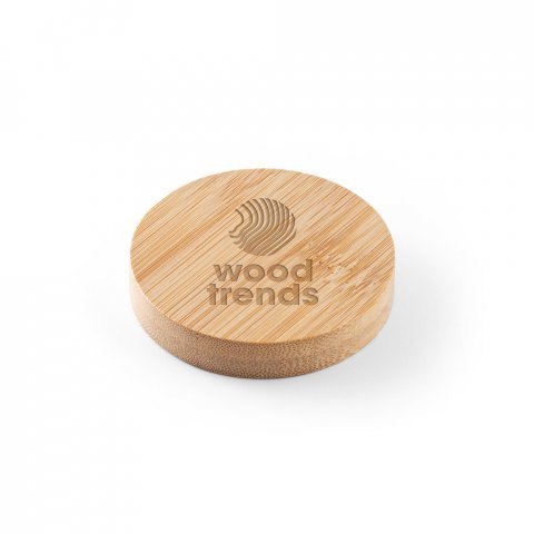 AMCHUR. Porta copos em bambu com abridor e im&atilde; - Natural