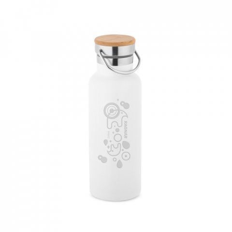 RAGNAR. Garrafa em a&ccedil;o inox de parede dupla t&eacute;rmica, isolada a v&aacute;cuo (570 mL) - Branco