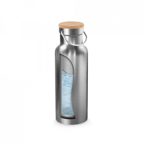 RAGNAR. Garrafa em a&ccedil;o inox de parede dupla t&eacute;rmica, isolada a v&aacute;cuo (570 mL) - Cromado satinado