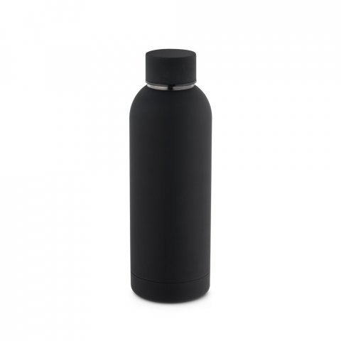 ODIN. Garrafa em a&ccedil;o inox 36% reciclado de parede dupla t&eacute;rmica, isolada a v&aacute;cuo (550 mL) - Preto