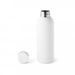 ODIN. Garrafa em a&ccedil;o inox 36% reciclado de parede dupla t&eacute;rmica, isolada a v&aacute;cuo (550 mL) - Branco