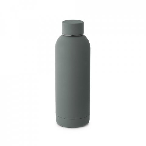 ODIN. Garrafa em a&ccedil;o inox 36% reciclado de parede dupla t&eacute;rmica, isolada a v&aacute;cuo (550 mL) - Cinza escuro