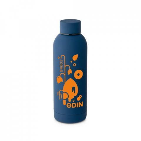 ODIN. Garrafa em a&ccedil;o inox 36% reciclado de parede dupla t&eacute;rmica, isolada a v&aacute;cuo (550 mL) - Azul marinho