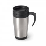 NOAH. Caneca de viagem t&eacute;rmica de a&ccedil;o inox e PP, de parede dupla isolada a ar (420 mL) - Cromado satinado
