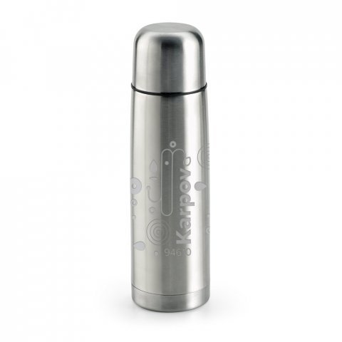 KARPOV. Garrafa em a&ccedil;o inox de parede dupla t&eacute;rmica, isolada a v&aacute;cuo (500 mL ) - Cromado