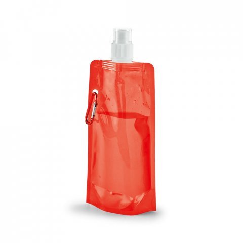 KWILL. Squeeze dobr&aacute;vel em PE com sistema "push-pull" e acabamento transl&uacute;cido (460 mL) - Vermelho
