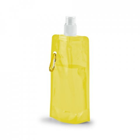 KWILL. Squeeze dobr&aacute;vel em PE com sistema "push-pull" e acabamento transl&uacute;cido (460 mL) - Amarelo