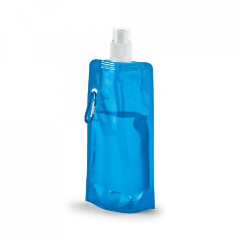 KWILL. Squeeze dobr&aacute;vel em PE com sistema "push-pull" e acabamento transl&uacute;cido (460 mL) - Azul claro