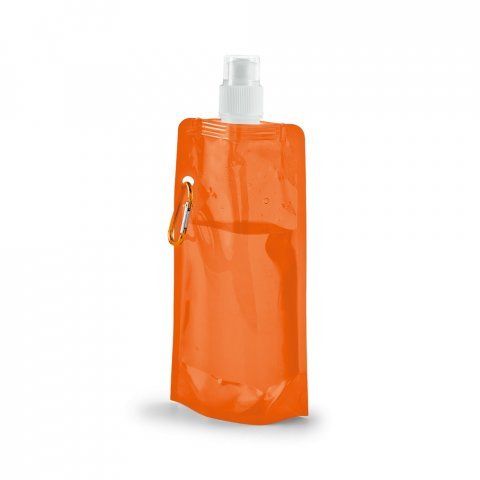 KWILL. Squeeze dobr&aacute;vel em PE com sistema "push-pull" e acabamento transl&uacute;cido (460 mL) - Laranja