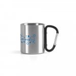 WINGS. Caneca em a&ccedil;o inox, com pega em forma e fun&ccedil;&atilde;o de mosquet&atilde;o (230 mL) - Preto