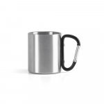 WINGS. Caneca em a&ccedil;o inox, com pega em forma e fun&ccedil;&atilde;o de mosquet&atilde;o (230 mL) - Preto