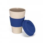 CINNAMON. Copo para viagem em fibra de bambu, casca de arroz e melamina 450 mL - Azul royal