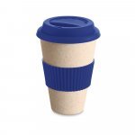 CINNAMON. Copo para viagem em fibra de bambu, casca de arroz e melamina 450 mL - Azul royal