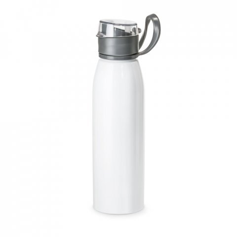 KORVER. Squeeze em alum&iacute;nio com tampa flip flop em AS e PP (650 mL) - Branco