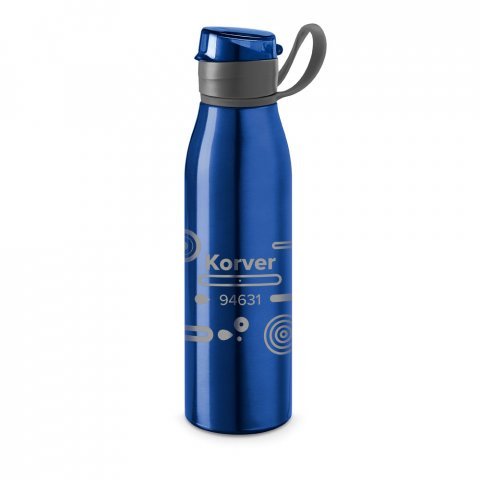 KORVER. Squeeze em alum&iacute;nio com tampa flip flop em AS e PP (650 mL) - Azul royal