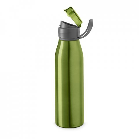 KORVER. Squeeze em alum&iacute;nio com tampa flip flop em AS e PP (650 mL) - Verde claro