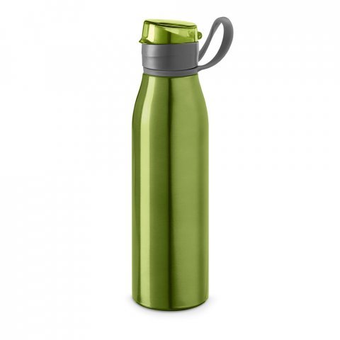 KORVER. Squeeze em alum&iacute;nio com tampa flip flop em AS e PP (650 mL) - Verde claro