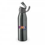 KORVER. Squeeze em alum&iacute;nio com tampa flip flop em AS e PP (650 mL) - Cromado satinado