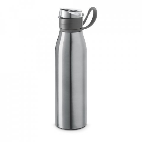 KORVER. Squeeze em alum&iacute;nio com tampa flip flop em AS e PP (650 mL) - Cromado satinado