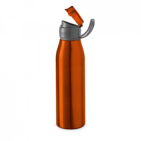 KORVER. Squeeze em alum&iacute;nio com tampa flip flop em AS e PP (650 mL) - Laranja