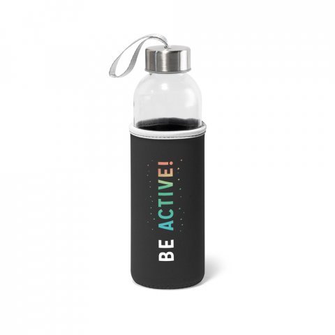 RAISE. Squeeze em vidro e tampa em a&ccedil;o inox com al&ccedil;a (520 mL) - Preto