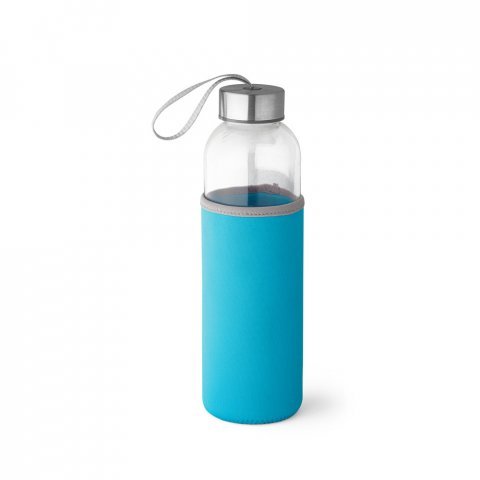 RAISE. Squeeze em vidro e tampa em a&ccedil;o inox com al&ccedil;a (520 mL) - Azul claro