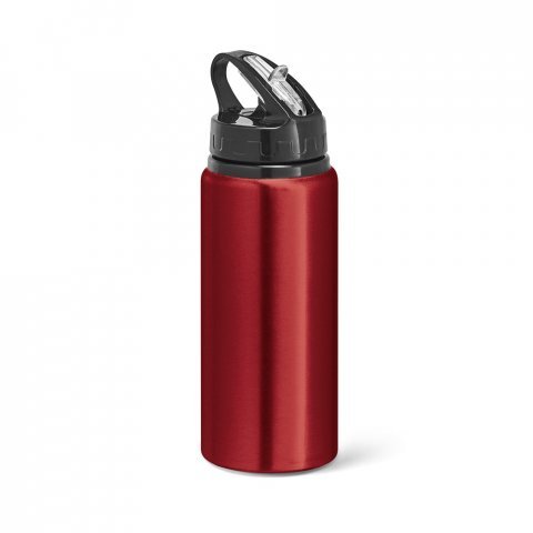 LEMON. Squeeze em alum&iacute;nio, com bico de canudo flip e canudo (670 mL) - Vermelho