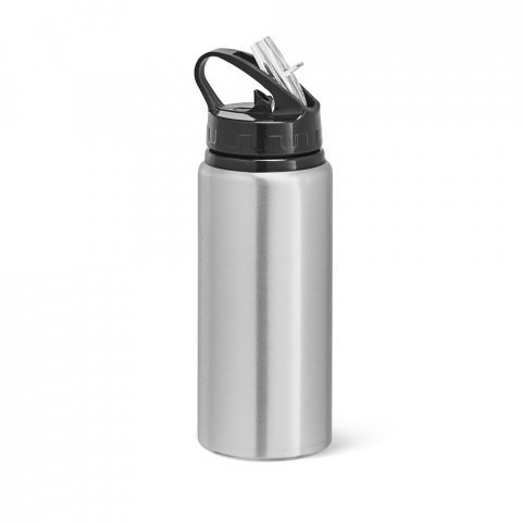 LEMON. Squeeze em alum&iacute;nio, com bico de canudo flip e canudo (670 mL) - Cromado satinado
