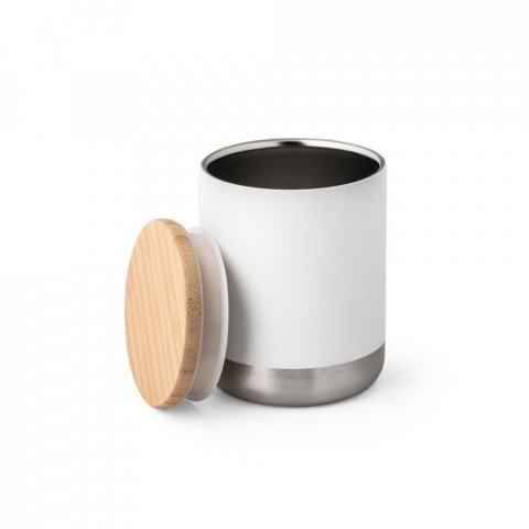 NORRE TUMBLER. Copo de viagem em a&ccedil;o inox, t&eacute;rmico com parede dupla isolada a v&aacute;cuo (370 mL) - Branco