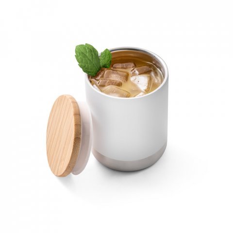 NORRE TUMBLER. Copo de viagem em a&ccedil;o inox, t&eacute;rmico com parede dupla isolada a v&aacute;cuo (370 mL) - Branco