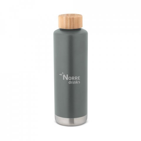 NORRE BOTTLE. Garrafa em a&ccedil;o inox de parede dupla t&eacute;rmica, isolada a v&aacute;cuo (640 mL) - Cinza escuro