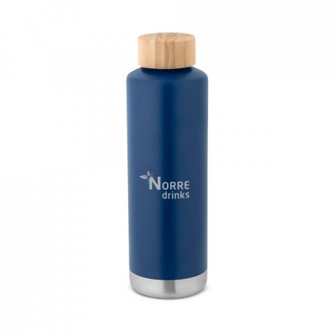 NORRE BOTTLE. Garrafa em a&ccedil;o inox de parede dupla t&eacute;rmica, isolada a v&aacute;cuo (640 mL) - Azul marinho