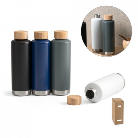 NORRE BOTTLE. Garrafa em a&ccedil;o inox de parede dupla t&eacute;rmica, isolada a v&aacute;cuo (640 mL)