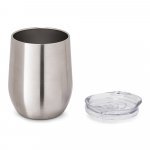 RONDE. Copo de viagem t&eacute;rmico em a&ccedil;o inox de parede dupla isolada a v&aacute;cuo (400 mL) - Cromado satinado