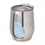 RONDE. Copo de viagem t&eacute;rmico em a&ccedil;o inox de parede dupla isolada a v&aacute;cuo (400 mL) - Cromado satinado