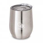 RONDE. Copo de viagem t&eacute;rmico em a&ccedil;o inox de parede dupla isolada a v&aacute;cuo (400 mL) - Cromado satinado