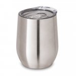 RONDE. Copo de viagem t&eacute;rmico em a&ccedil;o inox de parede dupla isolada a v&aacute;cuo (400 mL) - Cromado satinado
