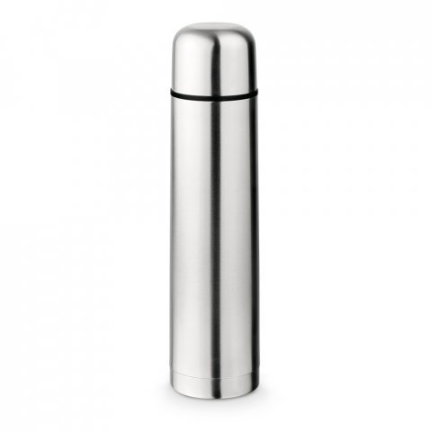 LITER. Garrafa em a&ccedil;o inox de parede dupla t&eacute;rmica, isolada a v&aacute;cuo (1 L) - Cromado