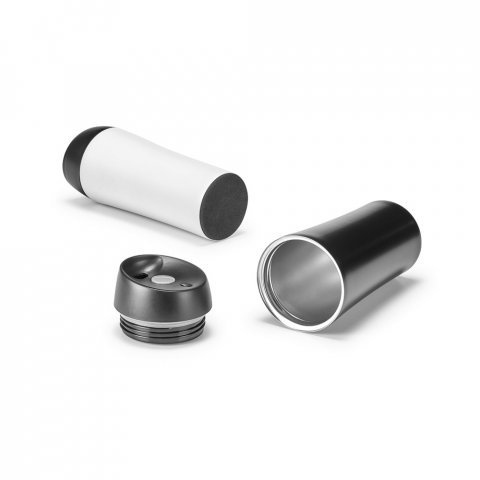 MONARDA. Copo de viagem em a&ccedil;o inox, t&eacute;rmico com parede dupla isolada a ar (470 mL)