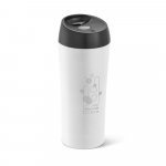 MONARDA. Copo de viagem em a&ccedil;o inox, t&eacute;rmico com parede dupla isolada a ar (470 mL) - Branco