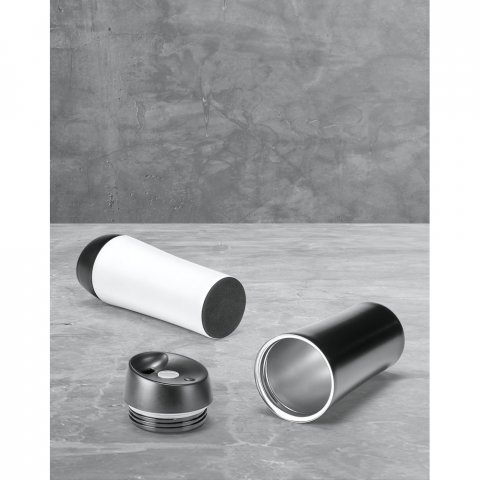 MONARDA. Copo de viagem em a&ccedil;o inox, t&eacute;rmico com parede dupla isolada a ar (470 mL)
