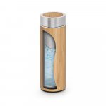 NATUREL. Garrafa em a&ccedil;o inox 90% reciclado e bambu de parede dupla t&eacute;rmica, isolada a v&aacute;cuo (430 mL) - Natural