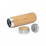 NATUREL. Garrafa em a&ccedil;o inox 90% reciclado e bambu de parede dupla t&eacute;rmica, isolada a v&aacute;cuo (430 mL) - Natural