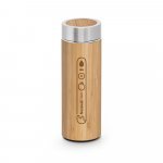 NATUREL. Garrafa em a&ccedil;o inox 90% reciclado e bambu de parede dupla t&eacute;rmica, isolada a v&aacute;cuo (430 mL) - Natural