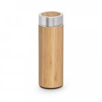 NATUREL. Garrafa em a&ccedil;o inox 90% reciclado e bambu de parede dupla t&eacute;rmica, isolada a v&aacute;cuo (430 mL) - Natural